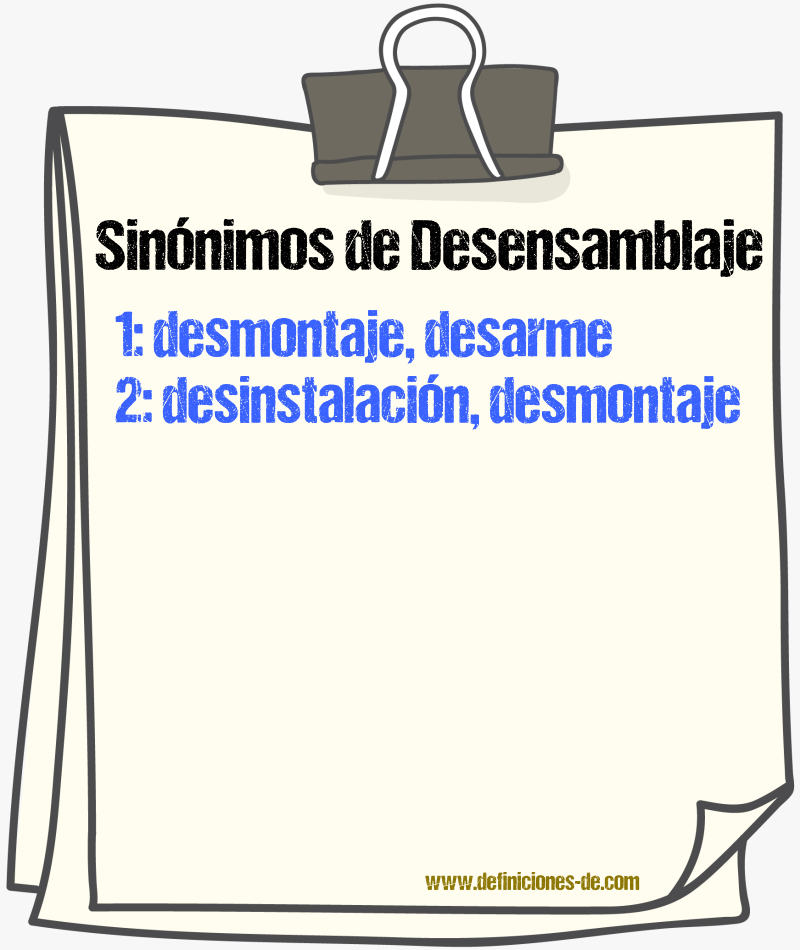 Sinónimos de desensamblaje