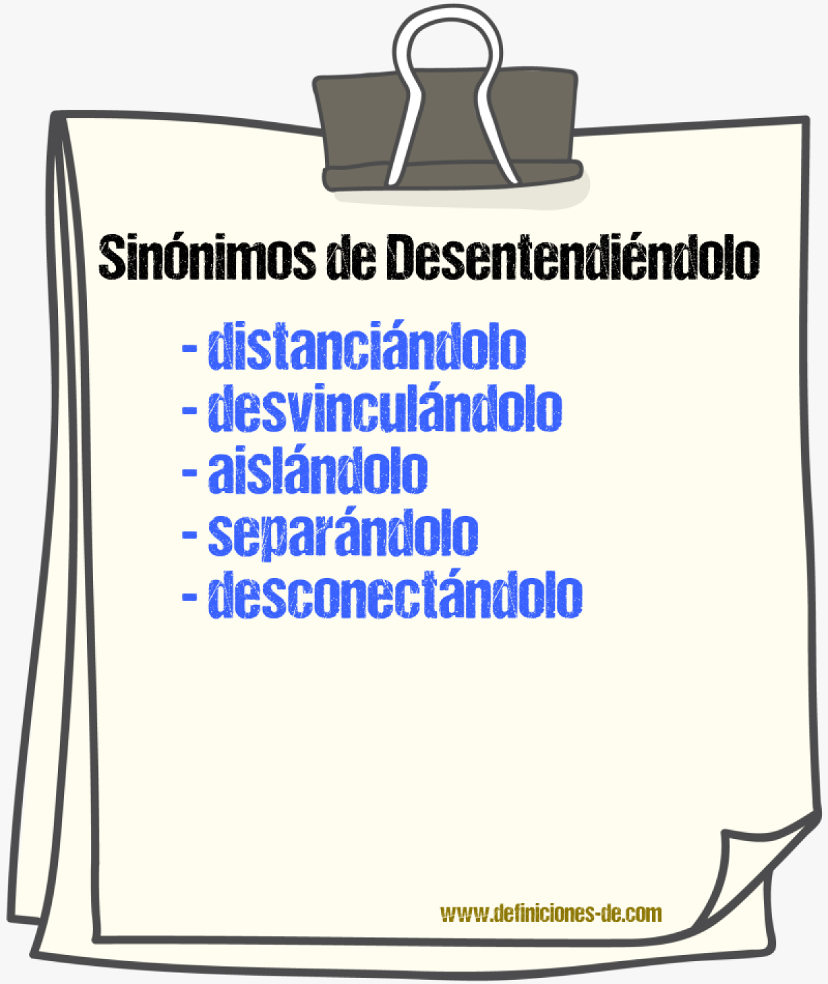 Sinónimos de desentendiéndolo