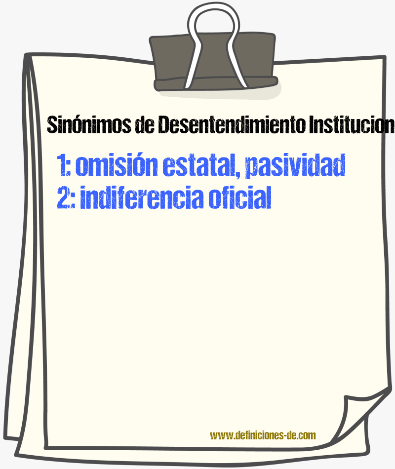 Sinónimos de desentendimiento institucional