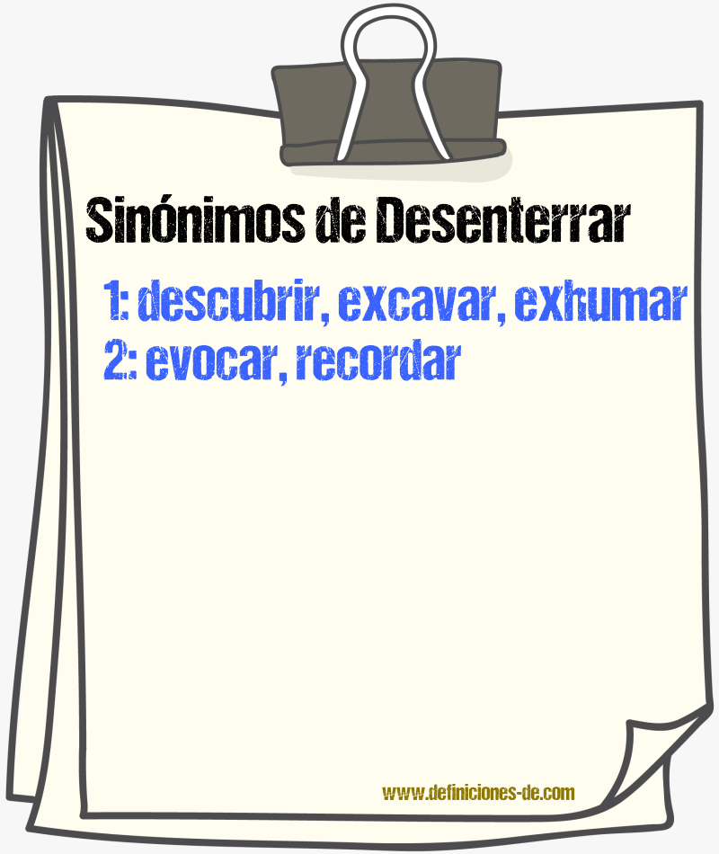 Sinnimos de desenterrar