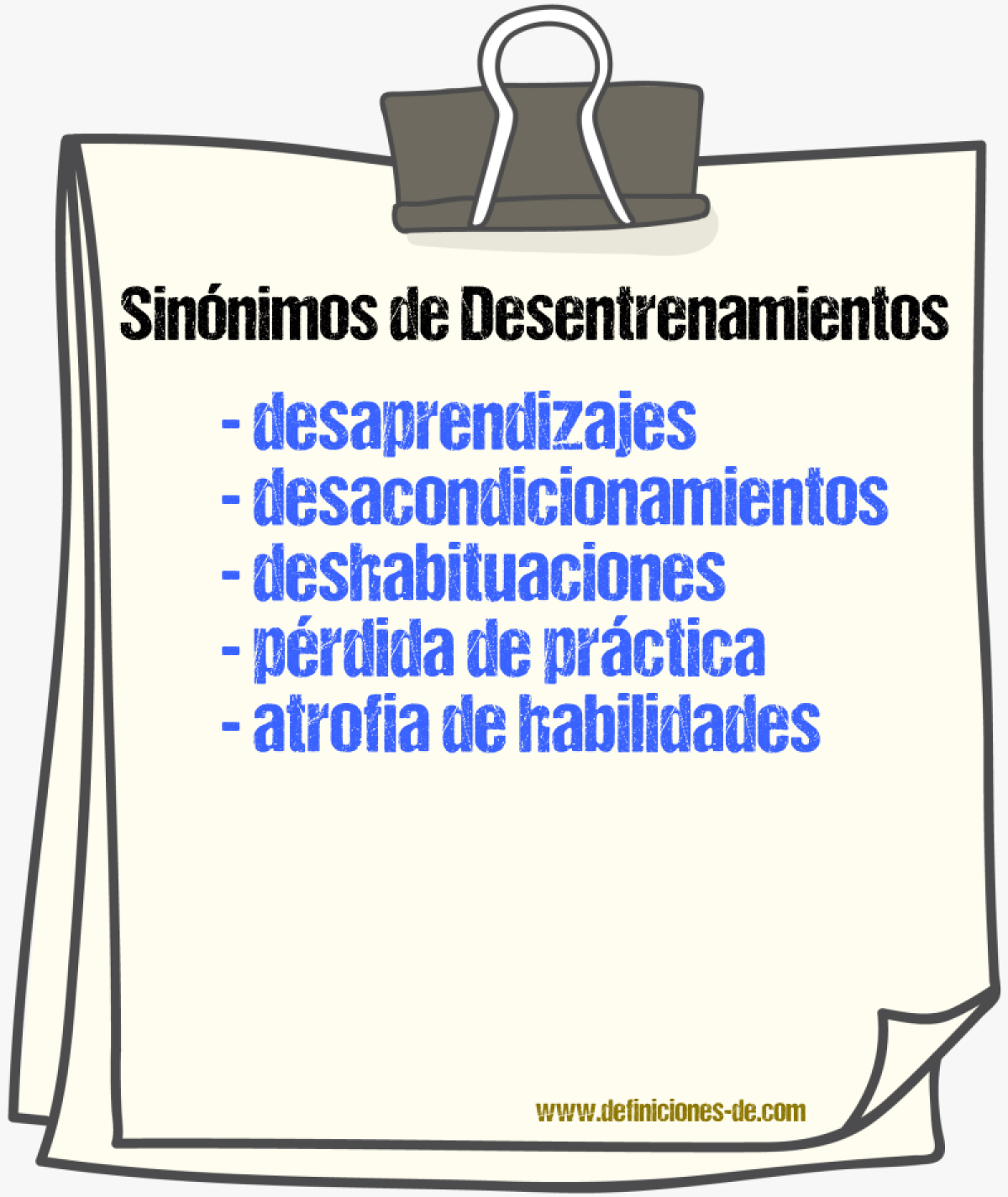 Sinónimos de desentrenamientos