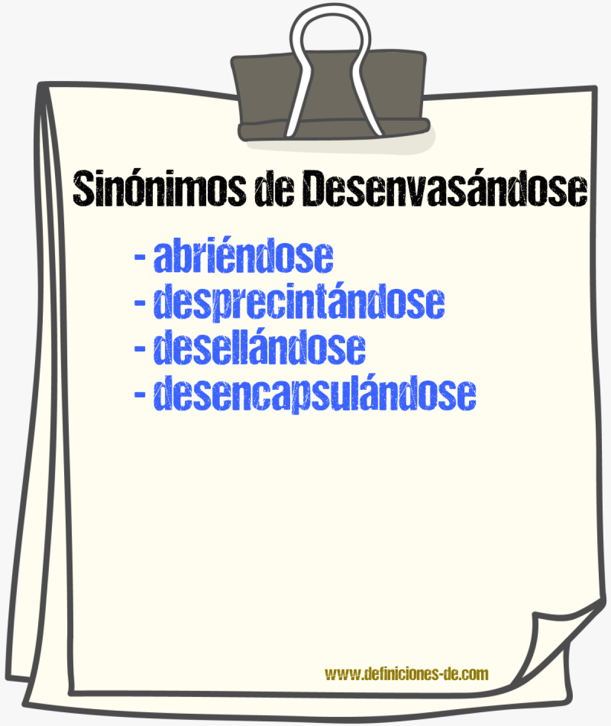 Sinónimos de desenvasándose