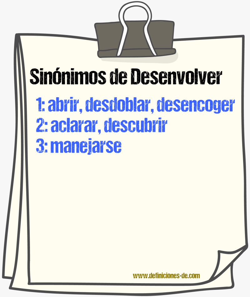 Sinnimos de desenvolver