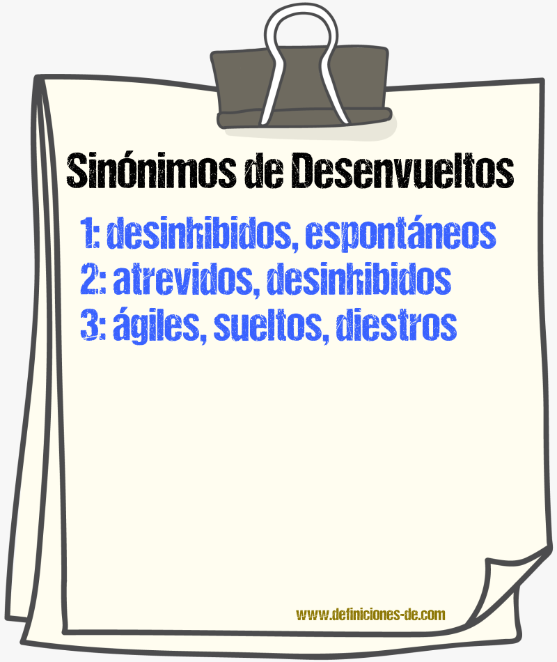Sinónimos de desenvueltos