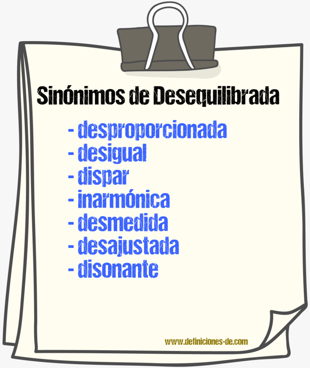 Sinónimos de desequilibrada