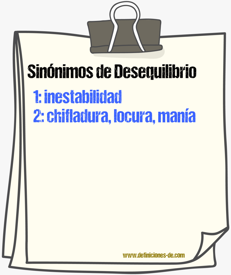 Sinnimos de desequilibrio