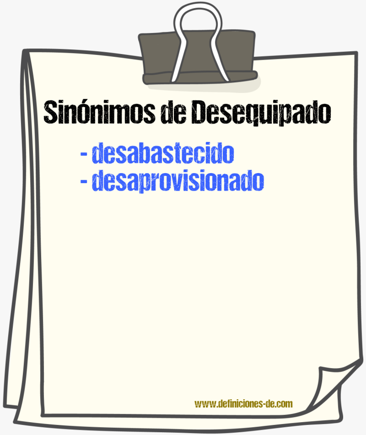 Sinnimos de desequipado