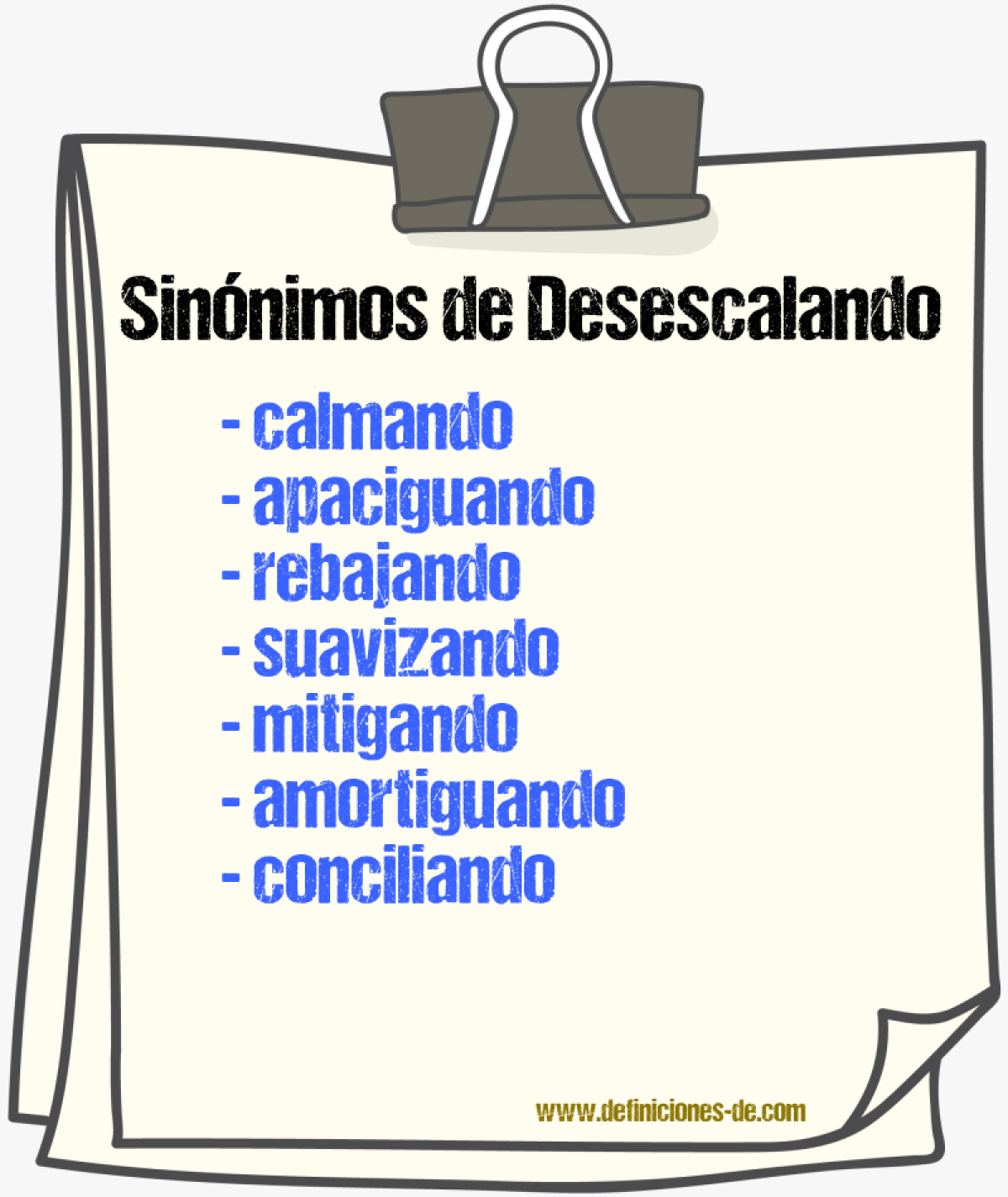 Sinónimos de desescalando