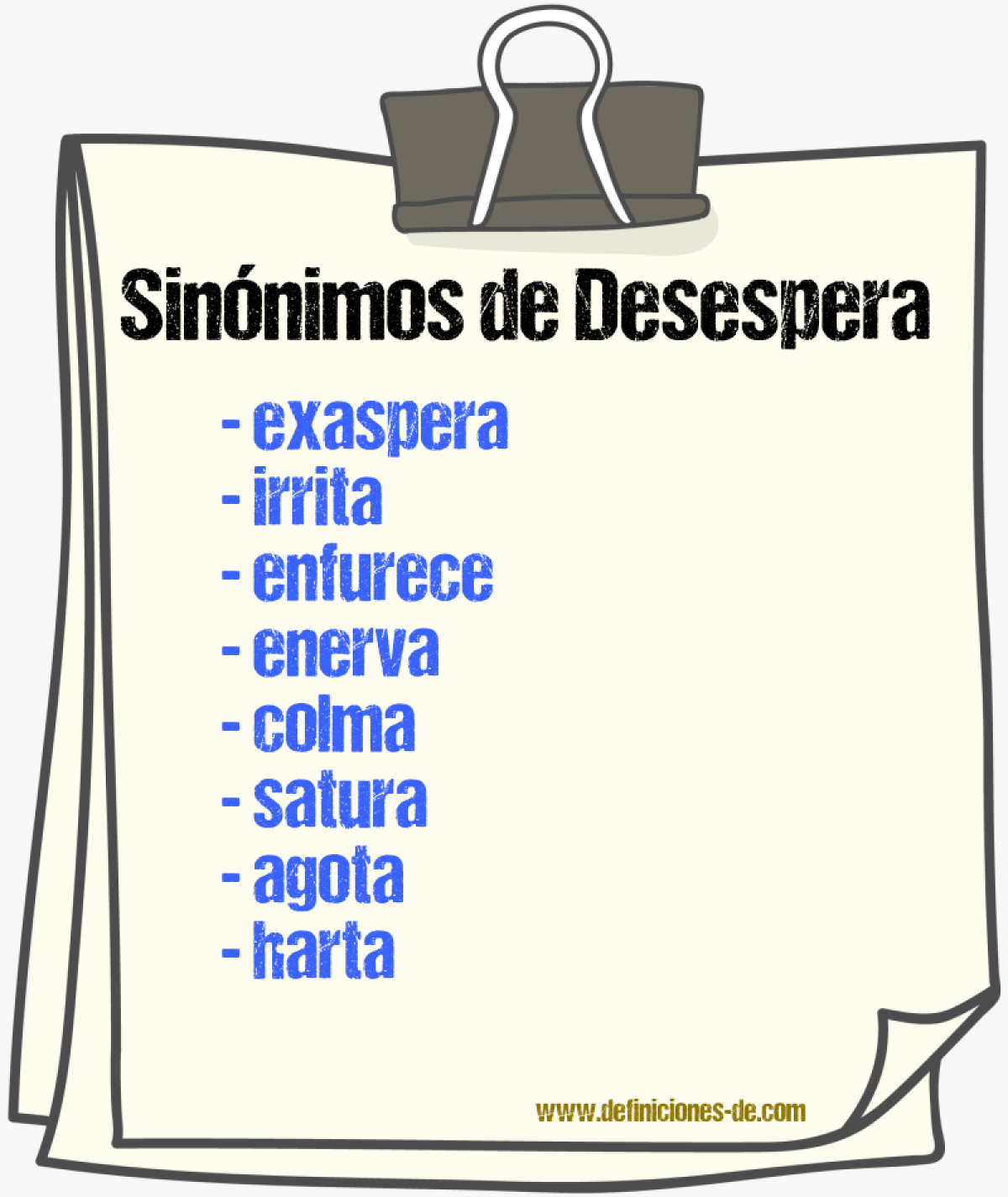 Sinónimos de desespera