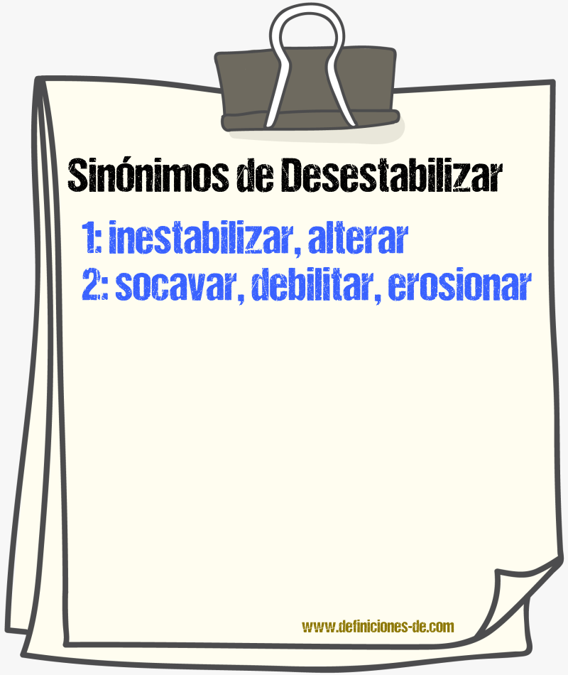 Sinónimos de desestabilizar