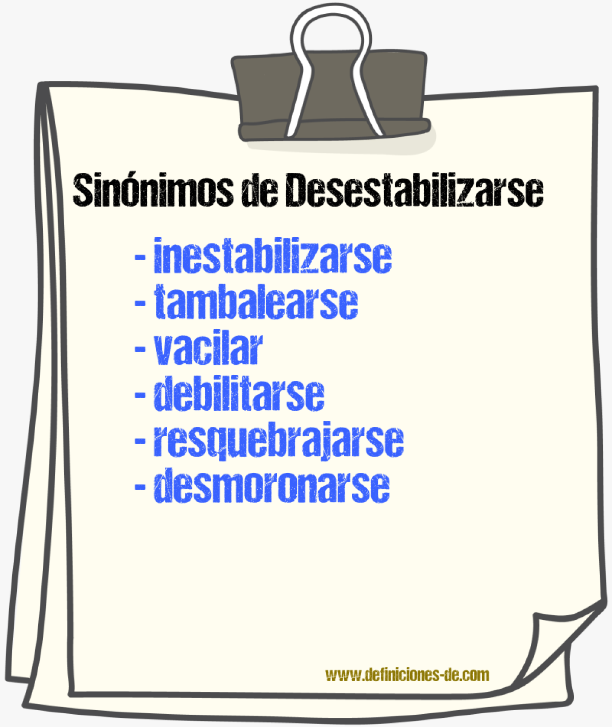 Sinónimos de desestabilizarse