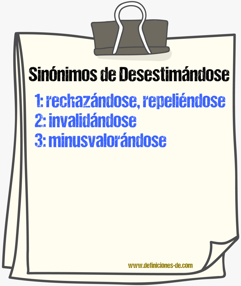Sinónimos de desestimándose