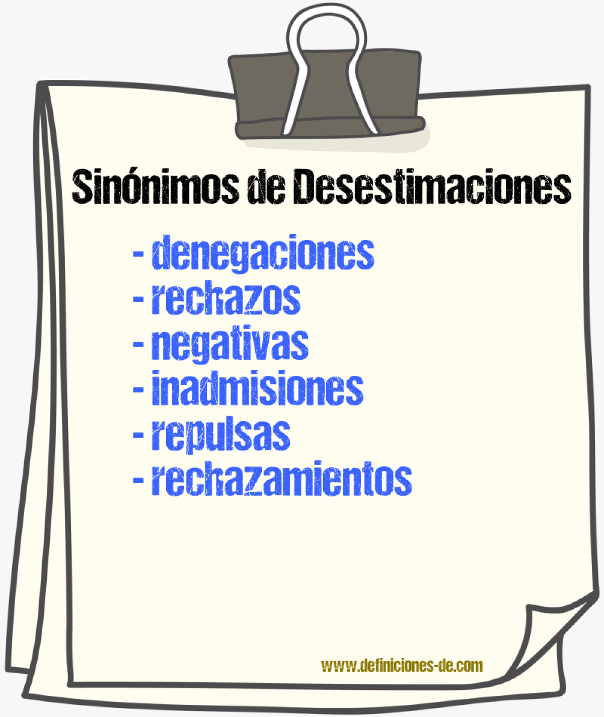 Sinónimos de desestimaciones