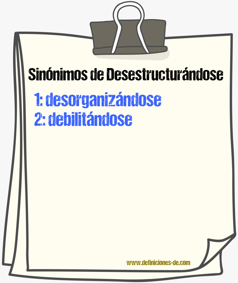 Sinónimos de desestructurándose