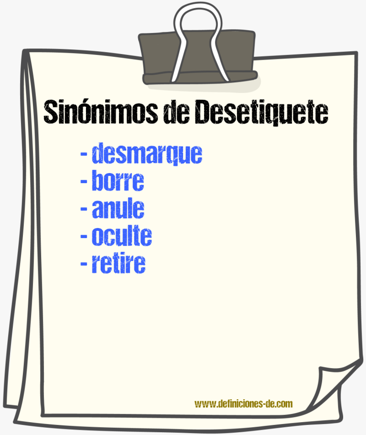 Sinónimos de desetiquete
