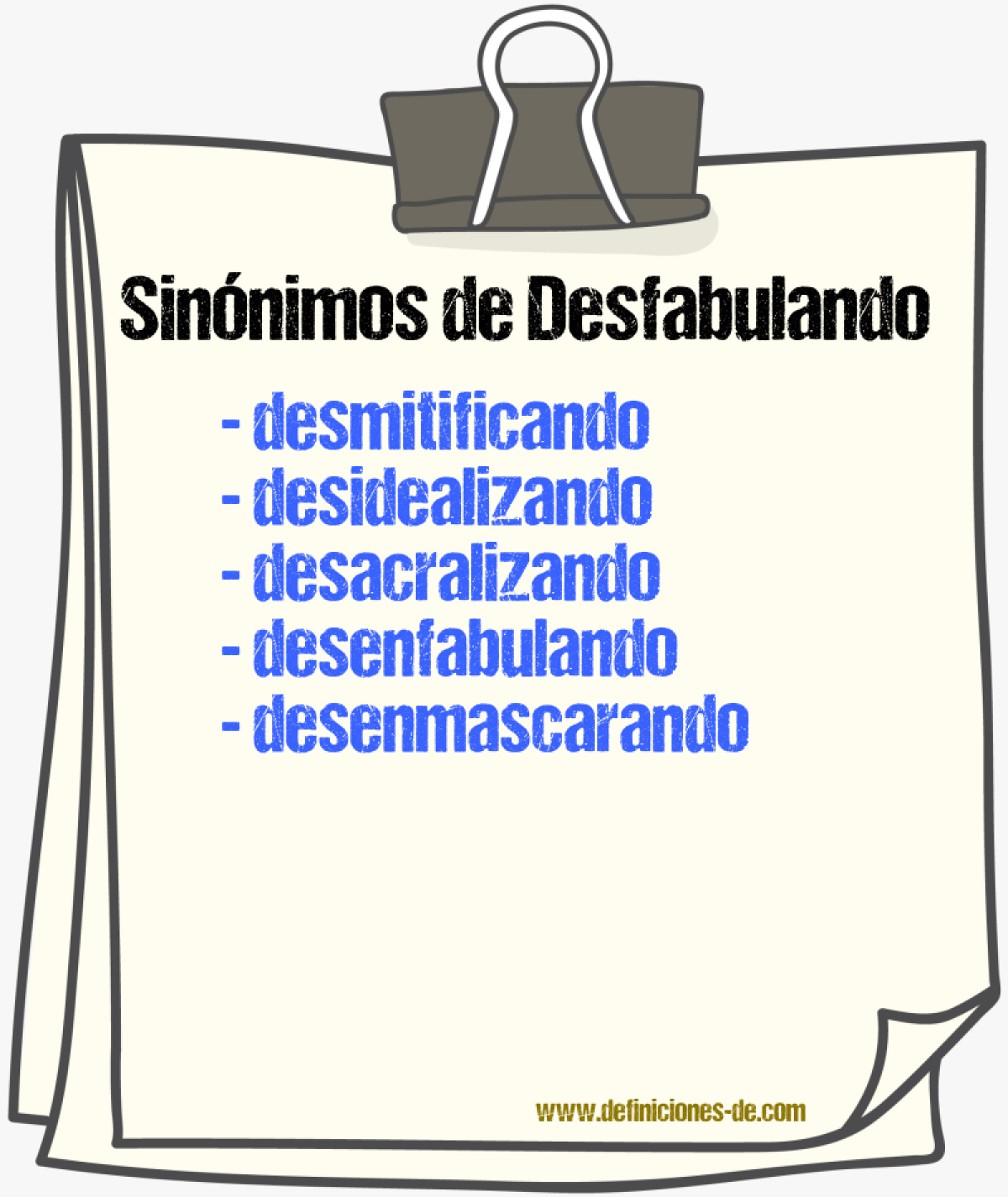 Sinónimos de desfabulando