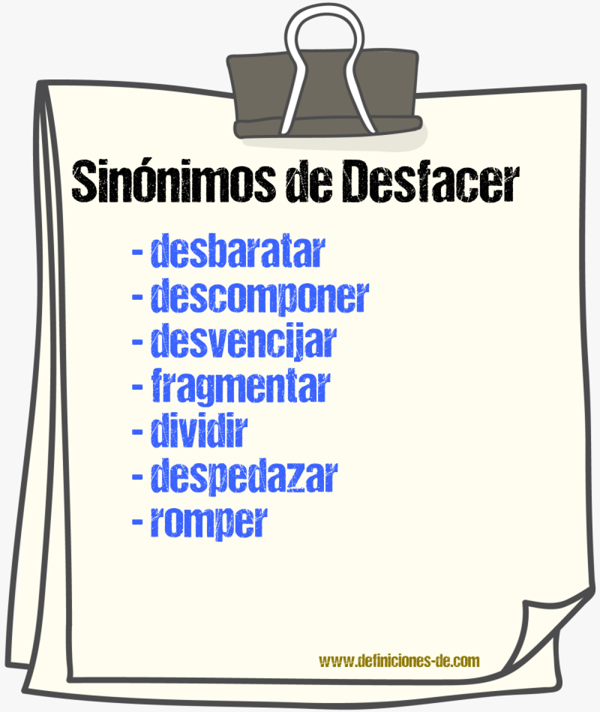 Sinnimos de desfacer