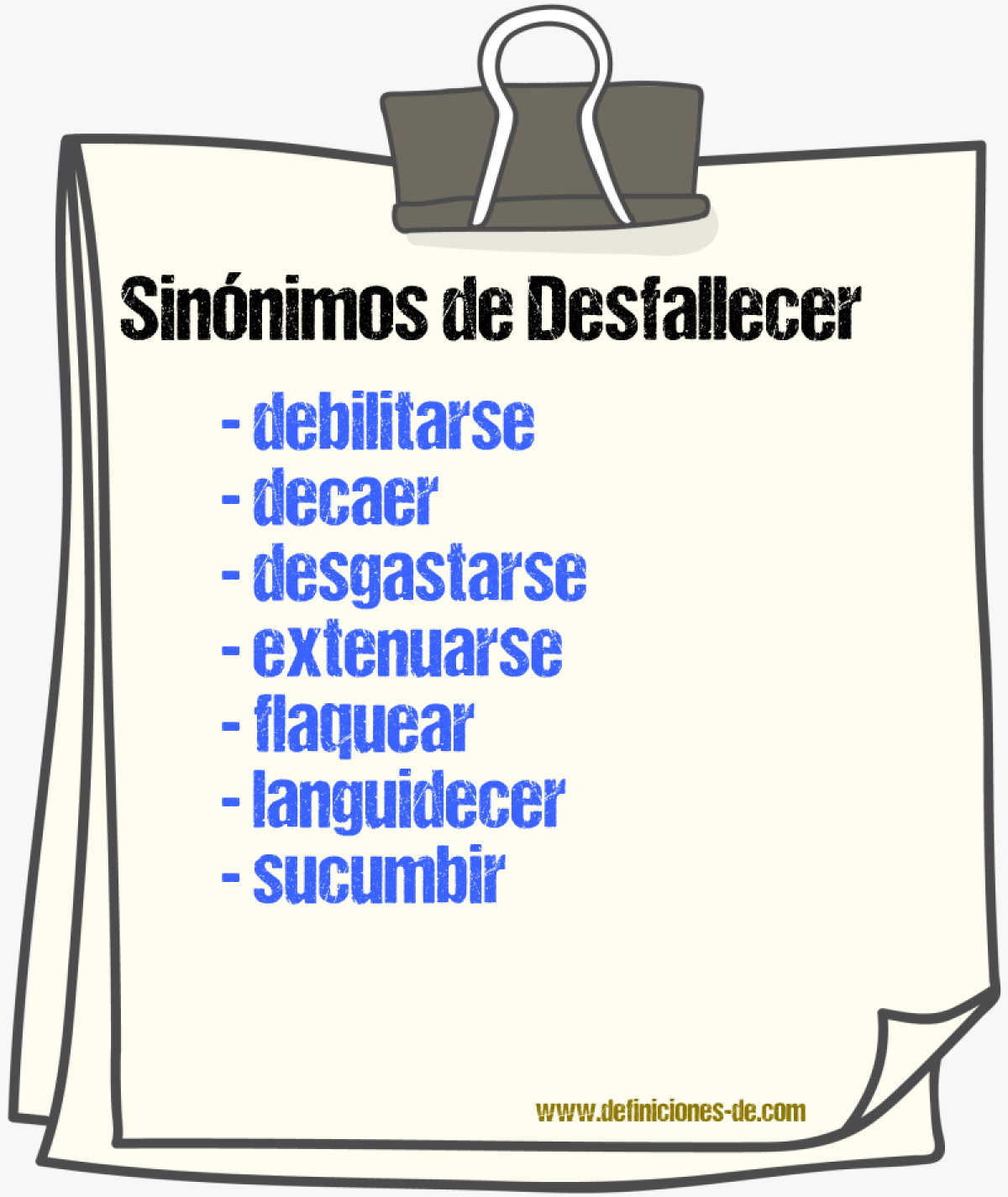 Sinnimos de desfallecer