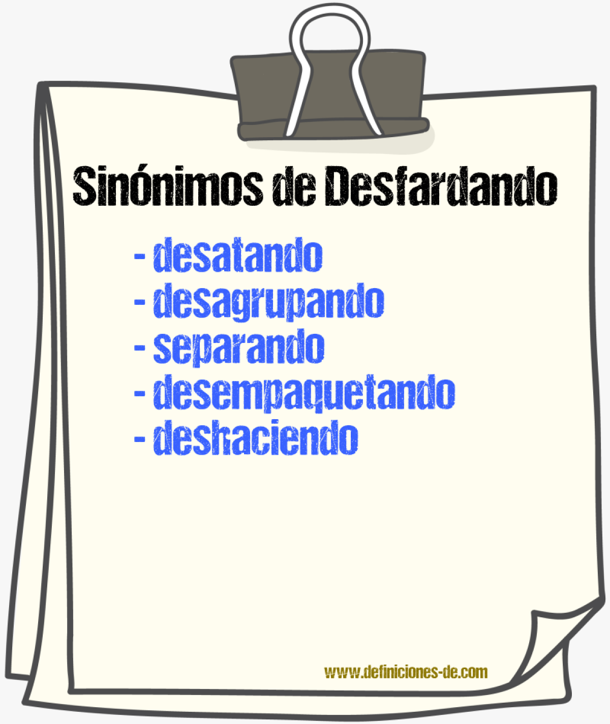 Sinónimos de desfardando