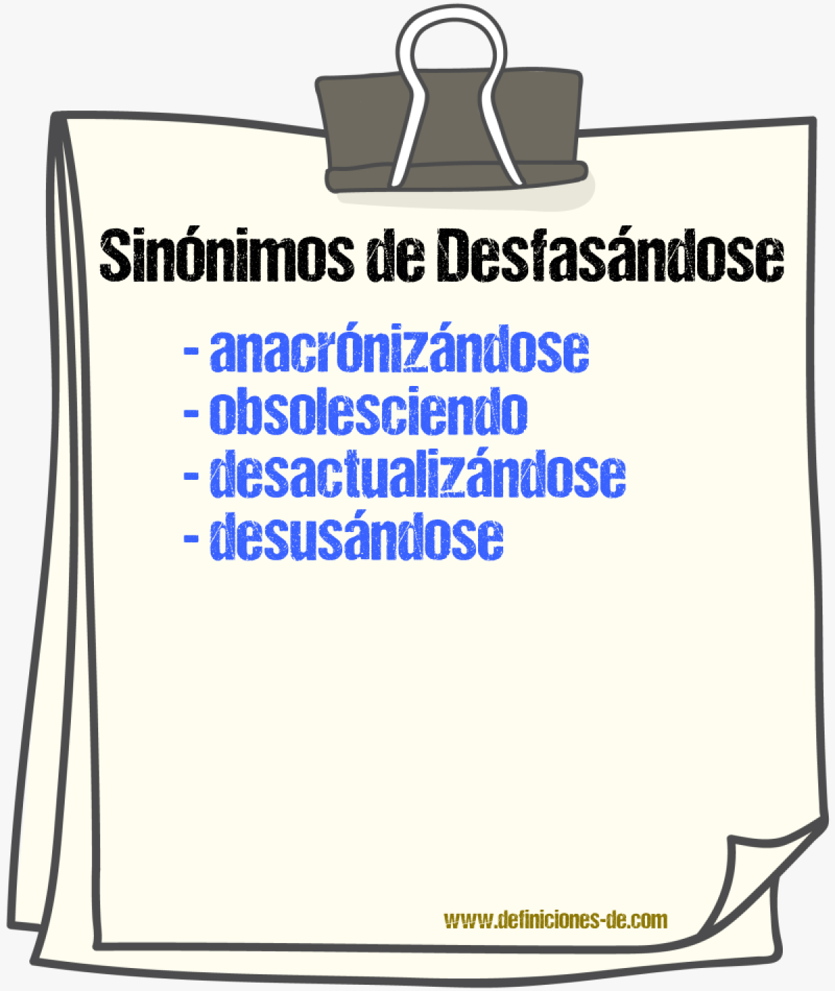 Sinónimos de desfasándose