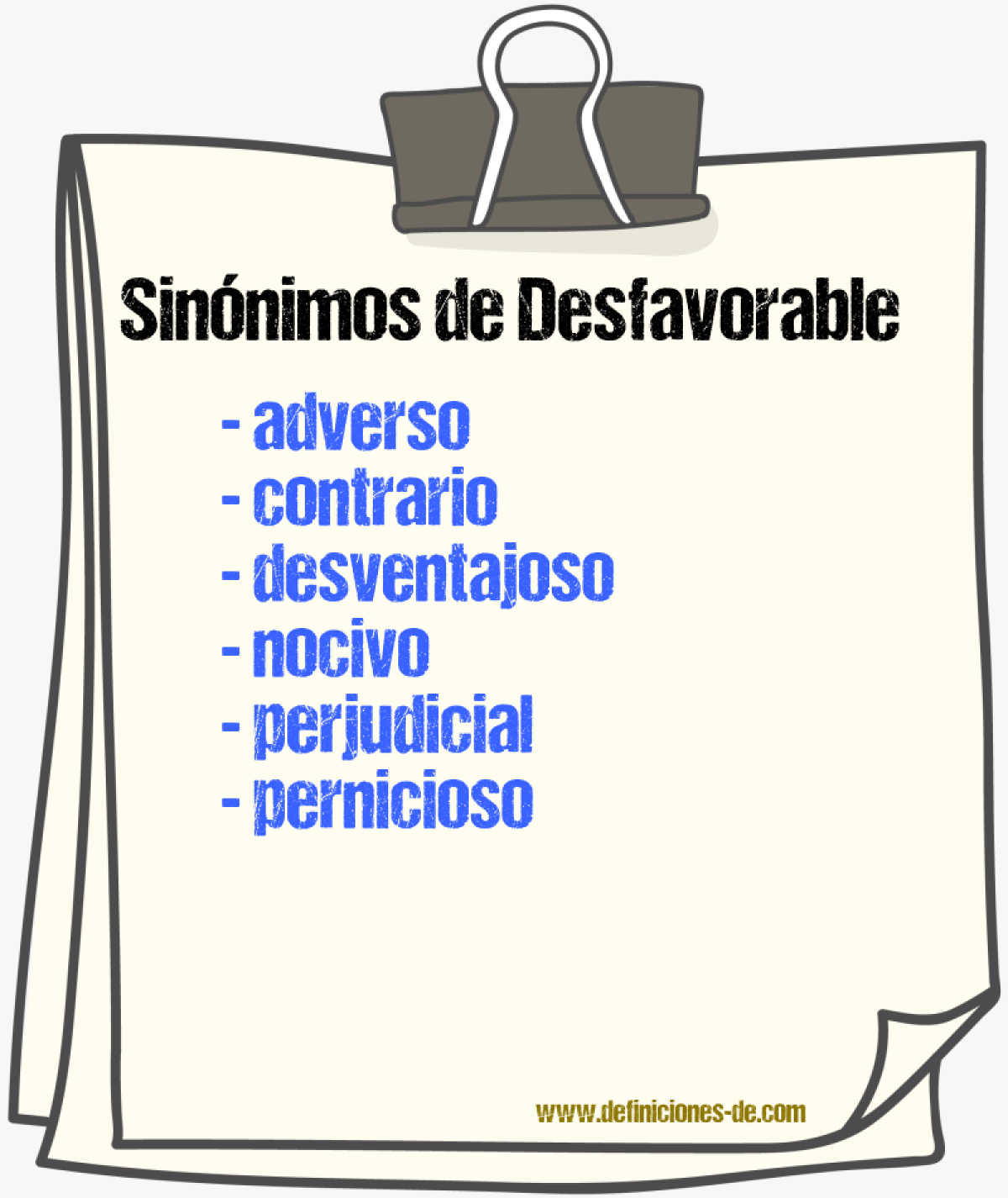 Sinnimos de desfavorable