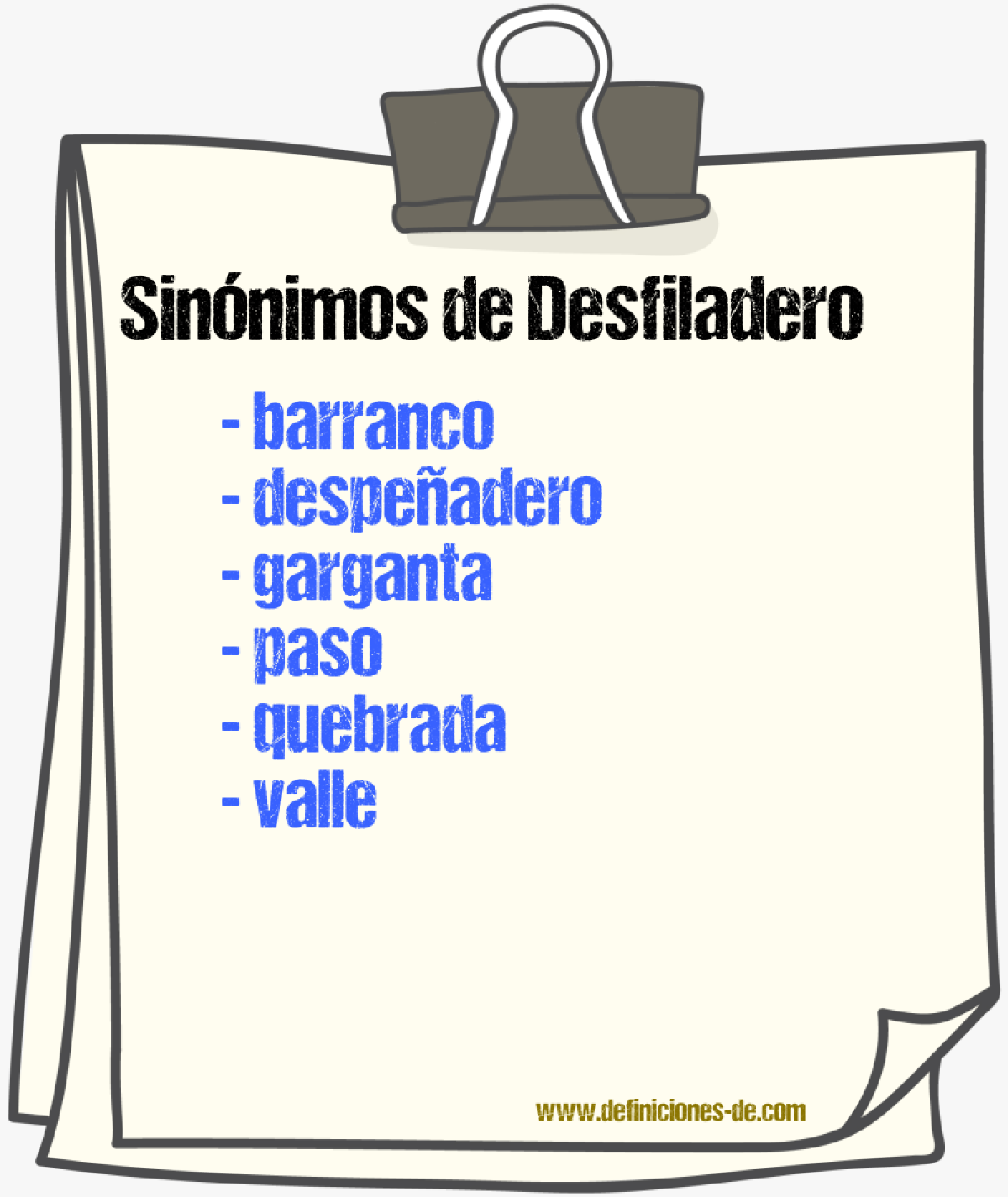 Sinnimos de desfiladero