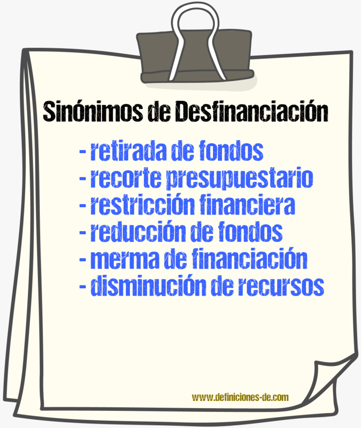 Sinónimos de desfinanciación
