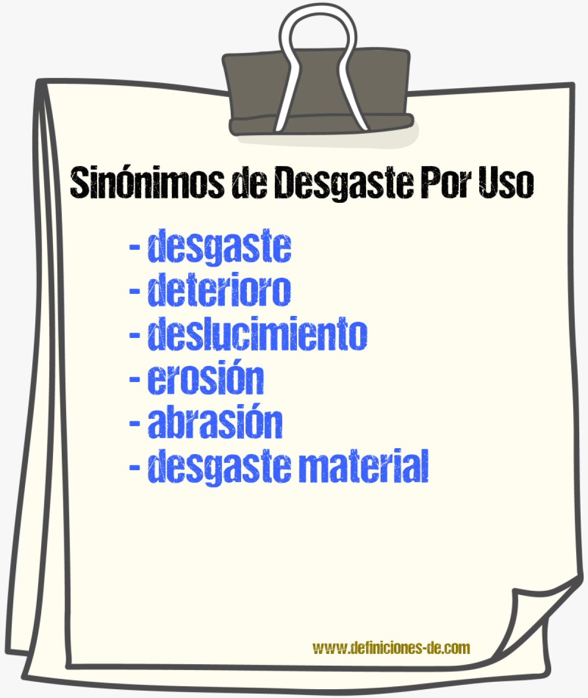 Sinónimos de desgaste por uso
