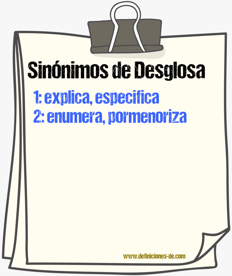 Sinónimos de desglosa