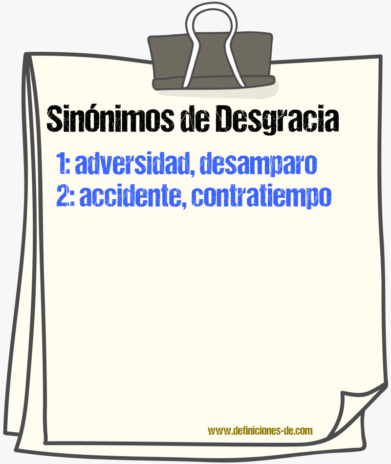 Sinnimos de desgracia