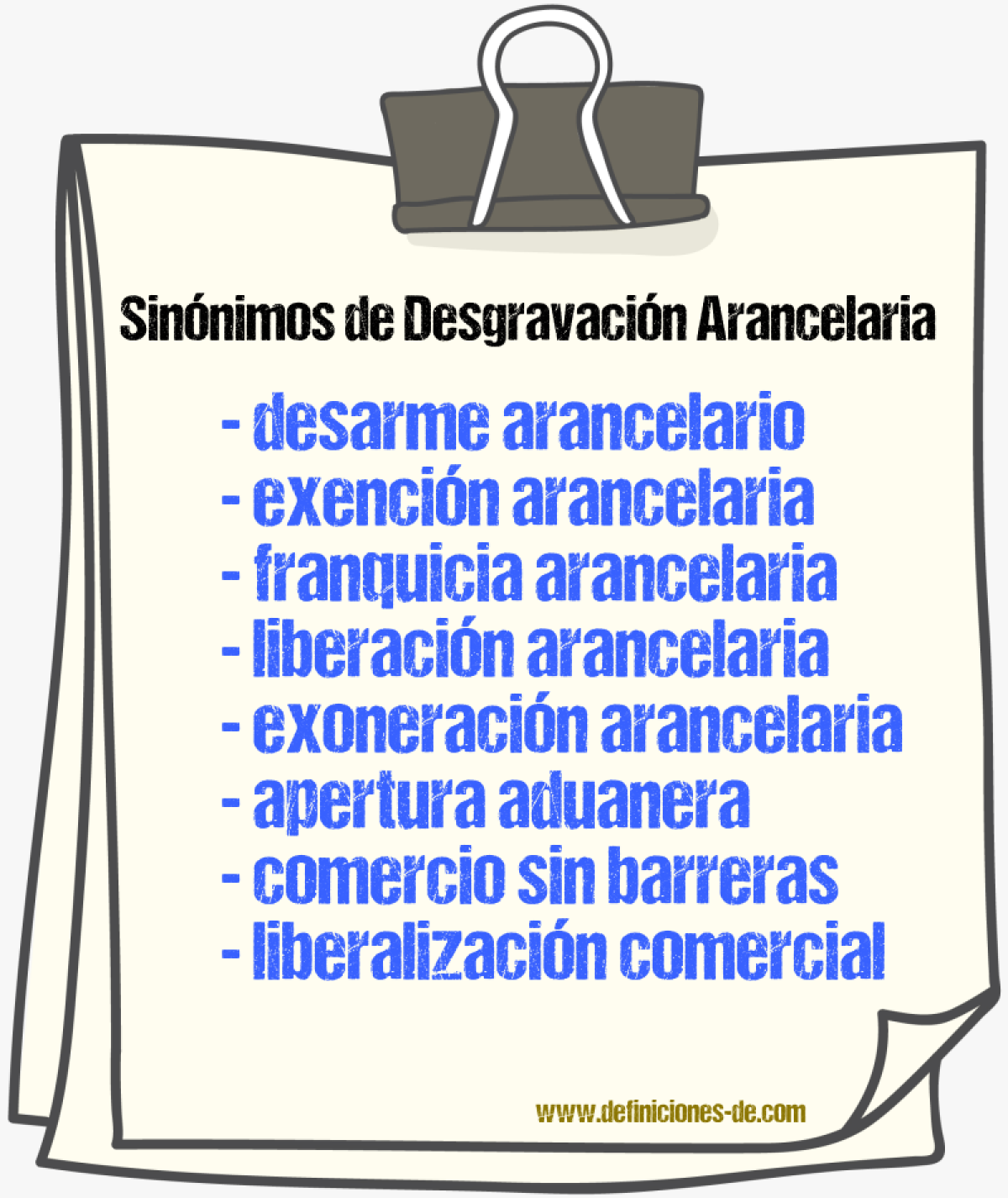 Sinónimos de desgravación arancelaria