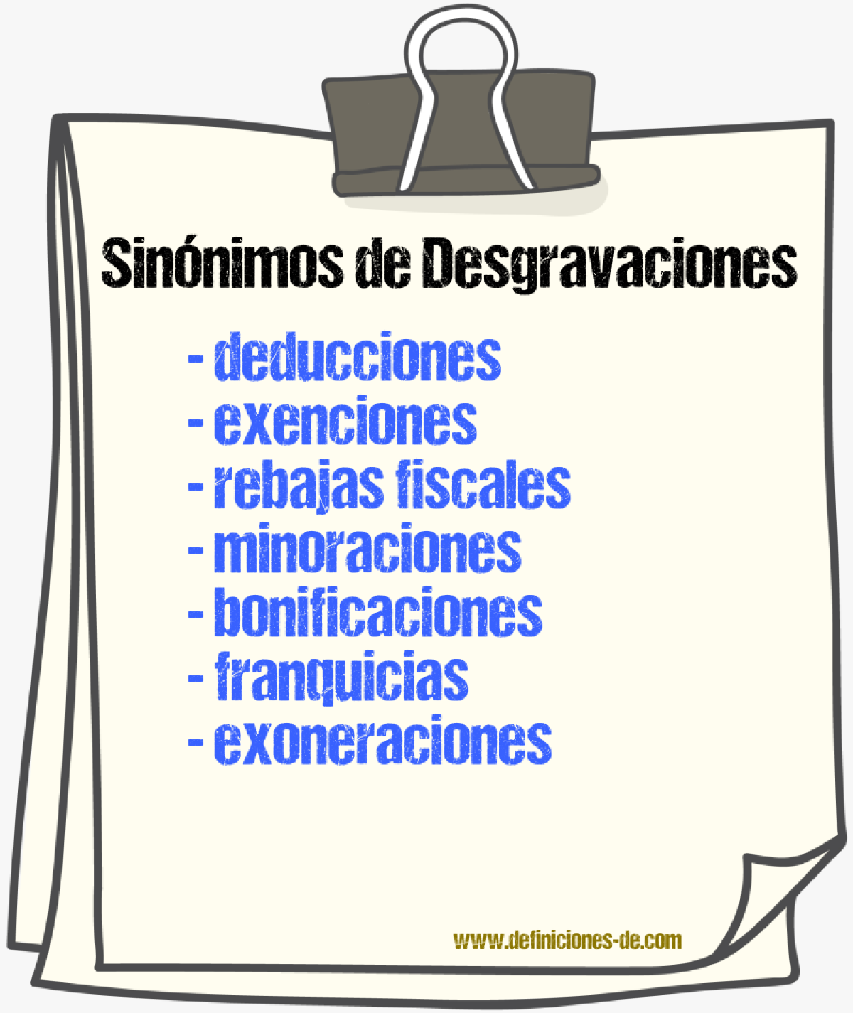 Sinónimos de desgravaciones