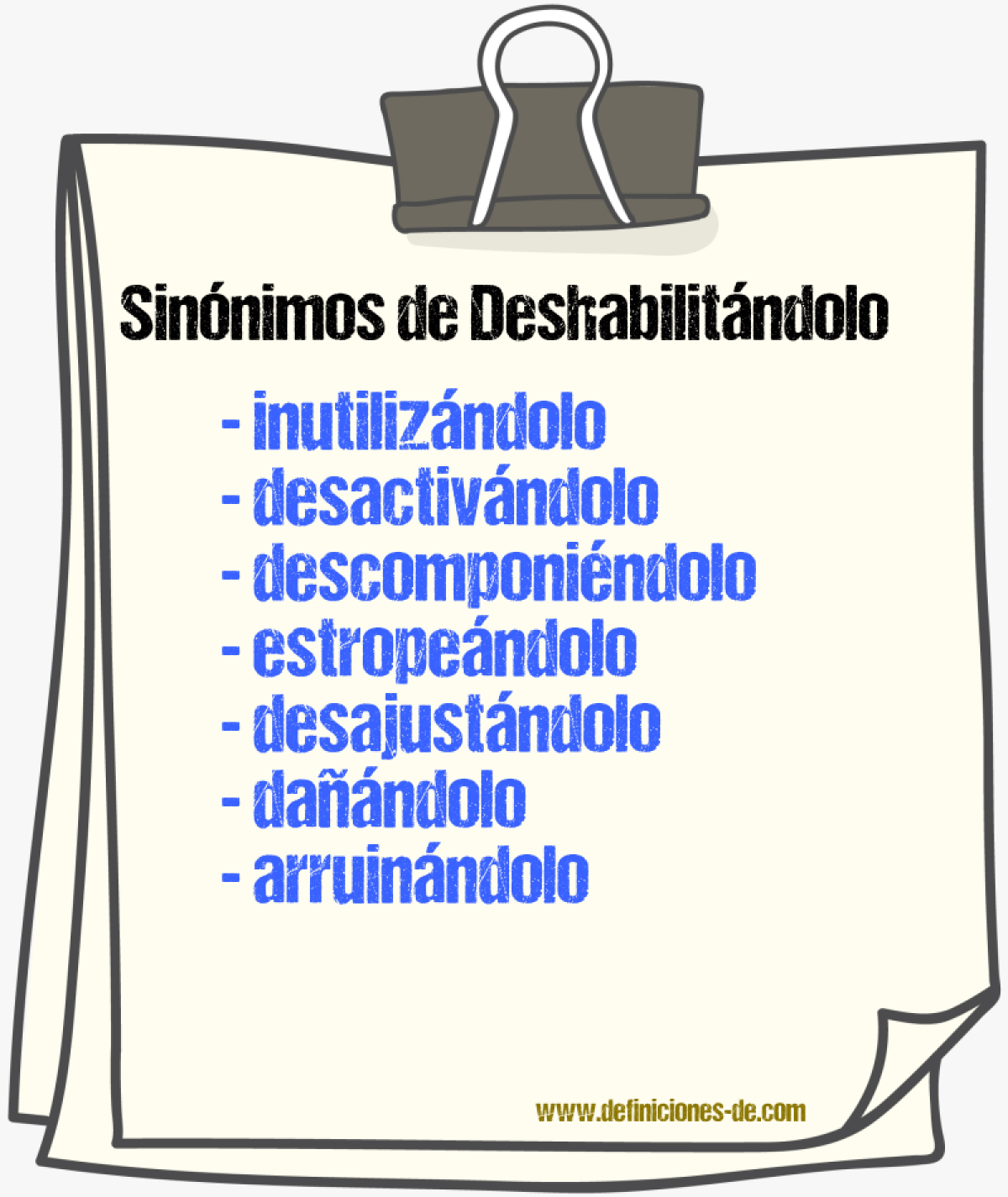 Sinónimos de deshabilitándolo