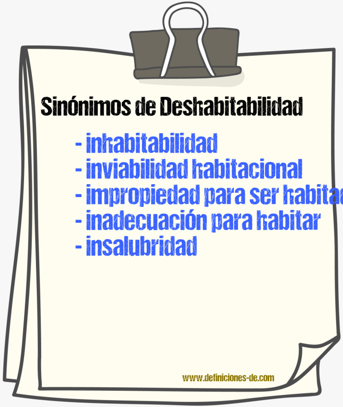 Sinónimos de deshabitabilidad