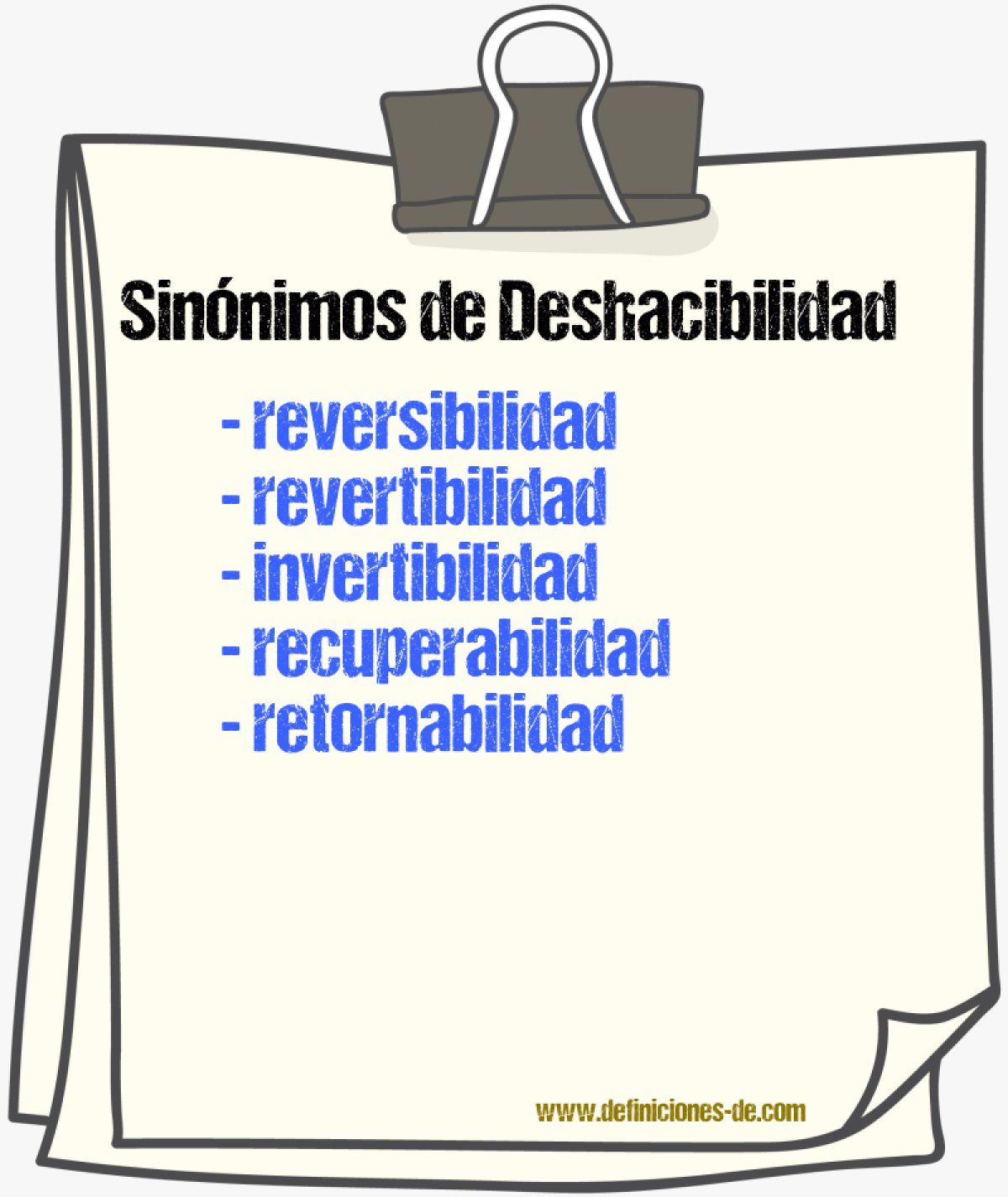 Sinónimos de deshacibilidad