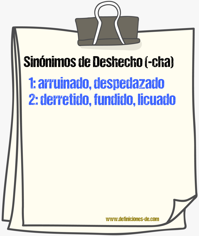 Sinnimos de deshecho