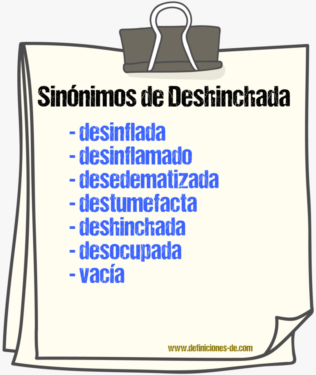 Sinónimos de deshinchada
