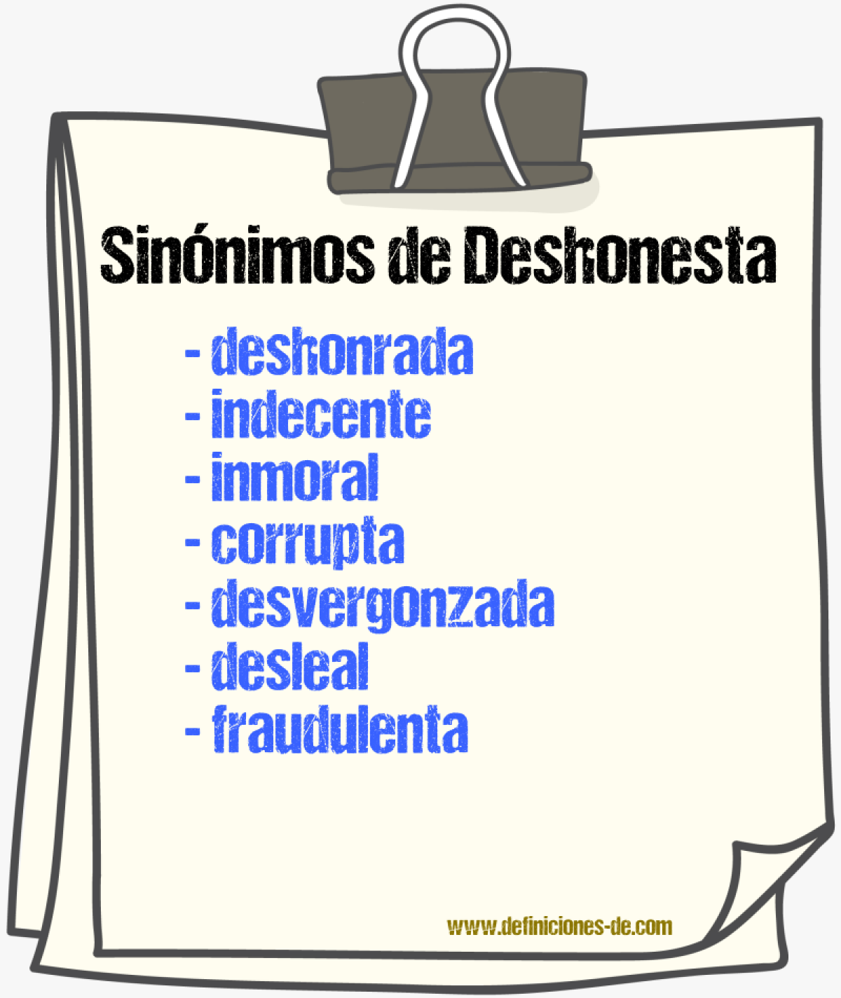 Sinónimos de deshonesta