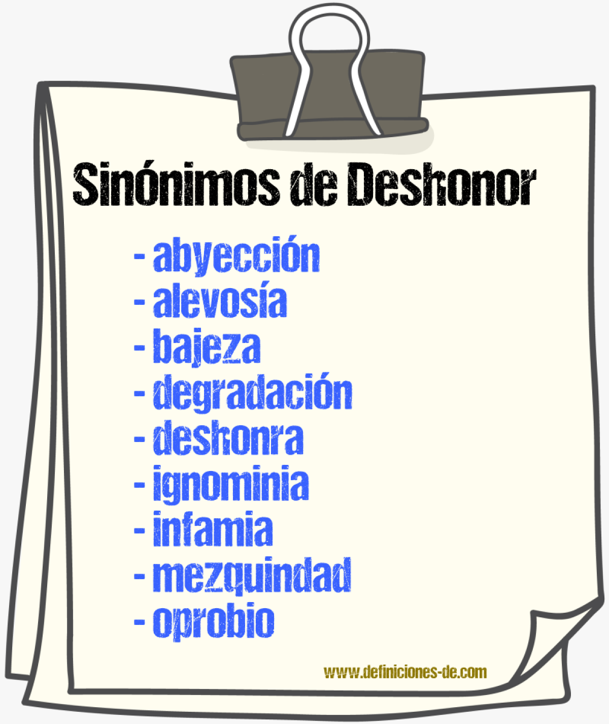 Sinnimos de deshonor