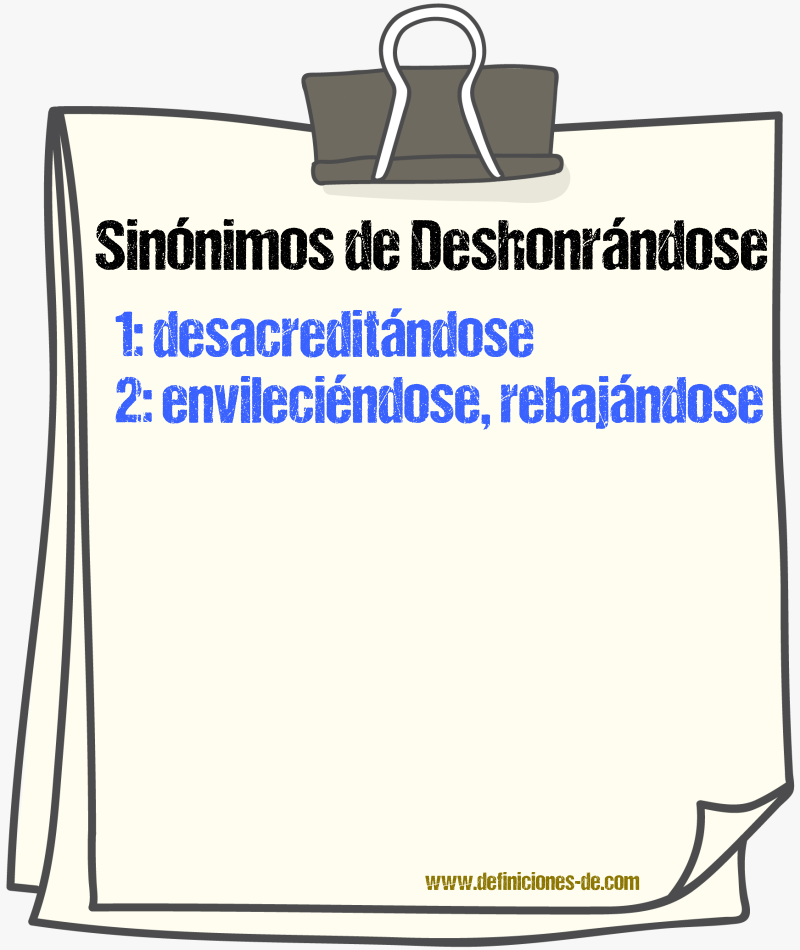 Sinónimos de deshonrándose