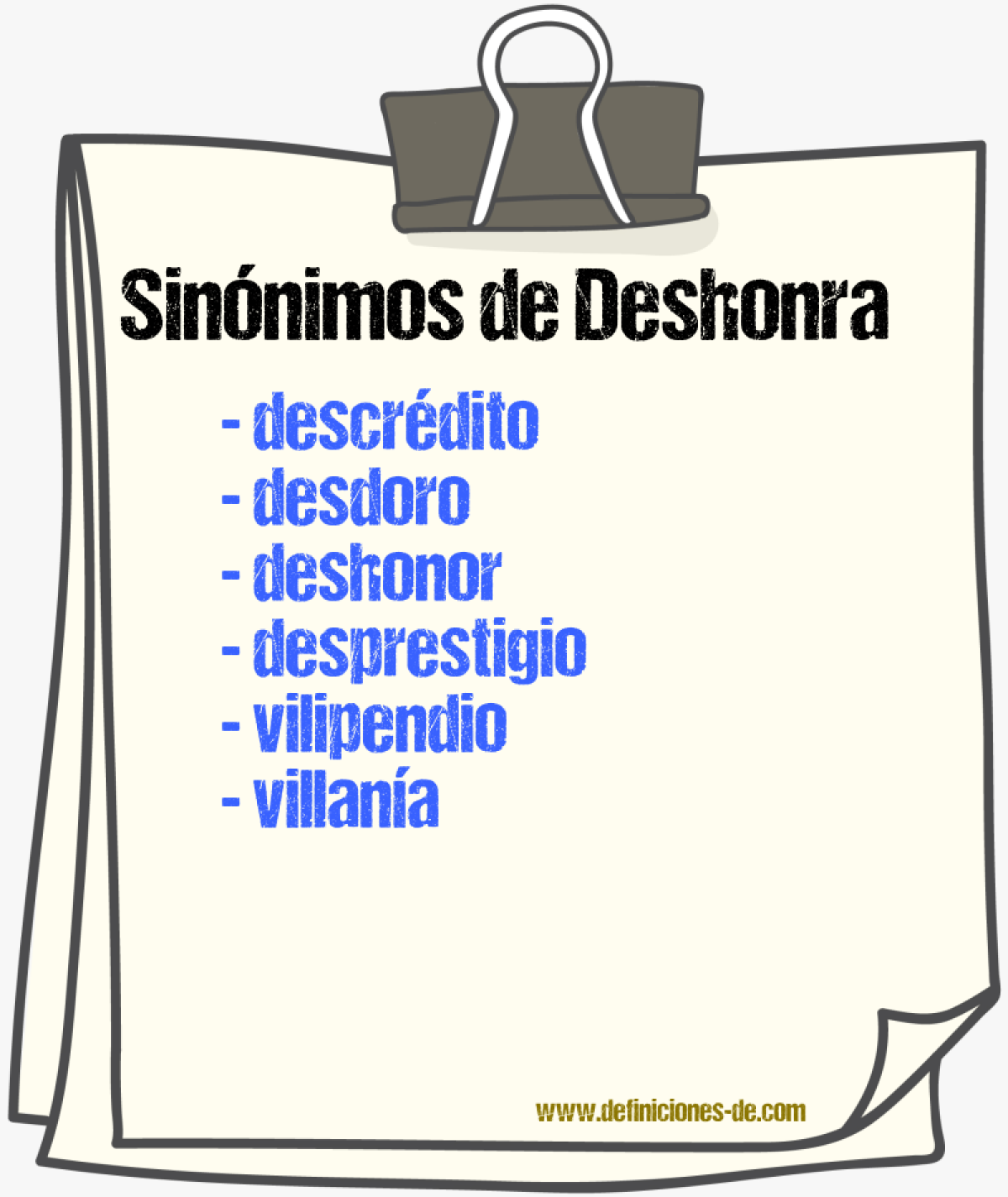 Sinnimos de deshonra