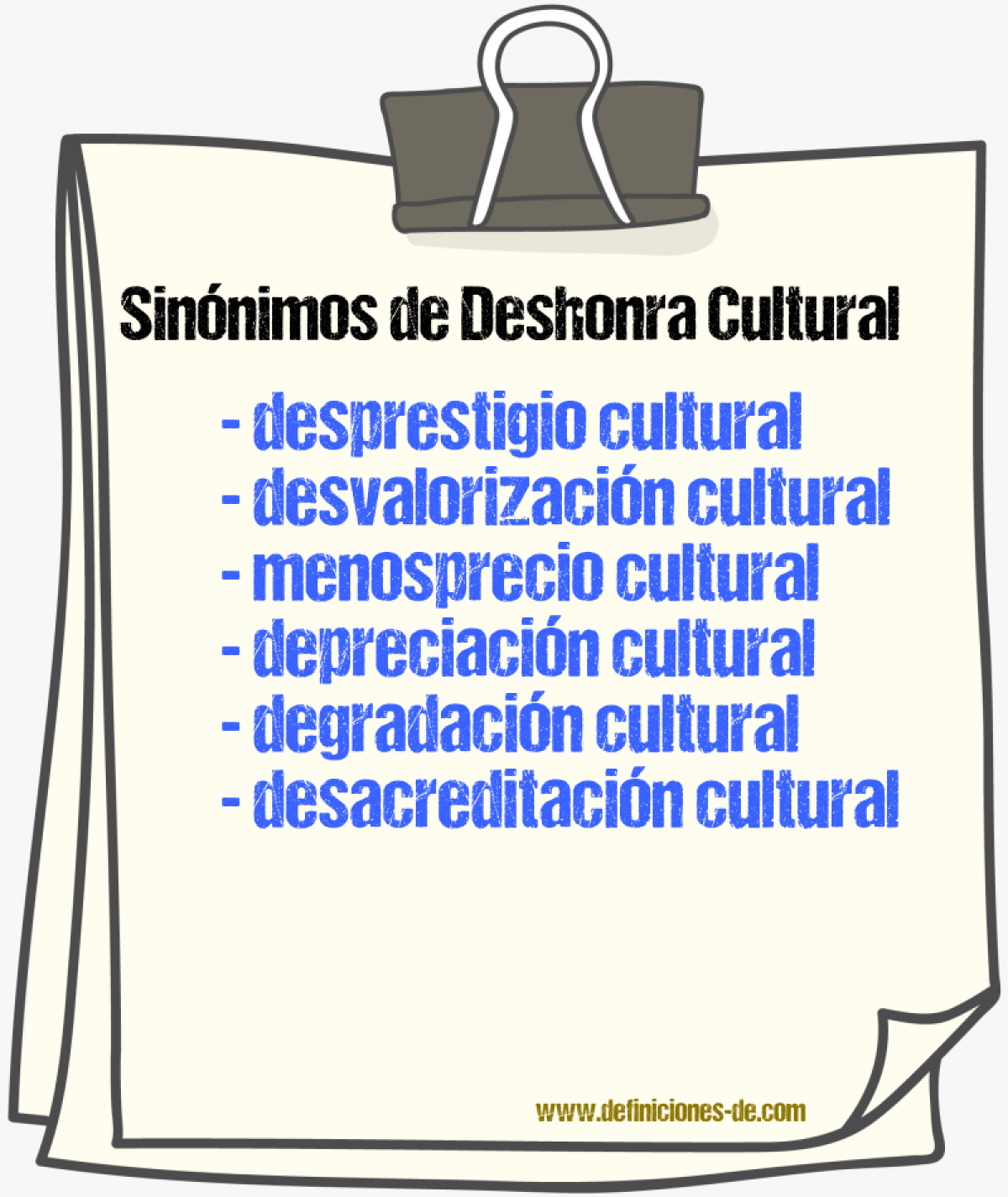 Sinónimos de deshonra cultural