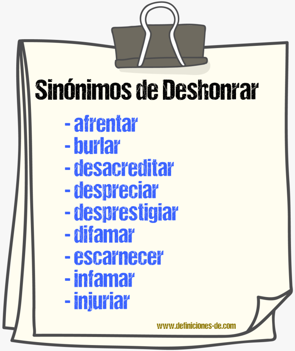 Sinnimos de deshonrar