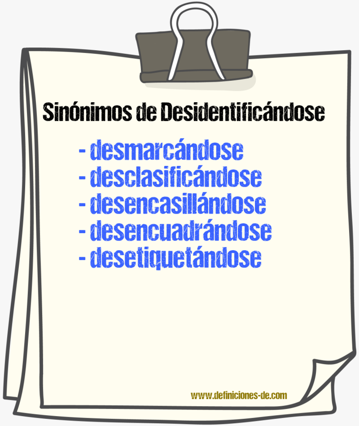 Sinónimos de desidentificándose