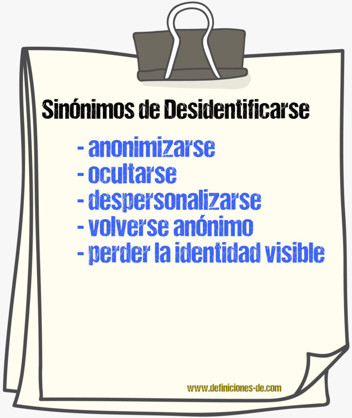 Sinónimos de desidentificarse
