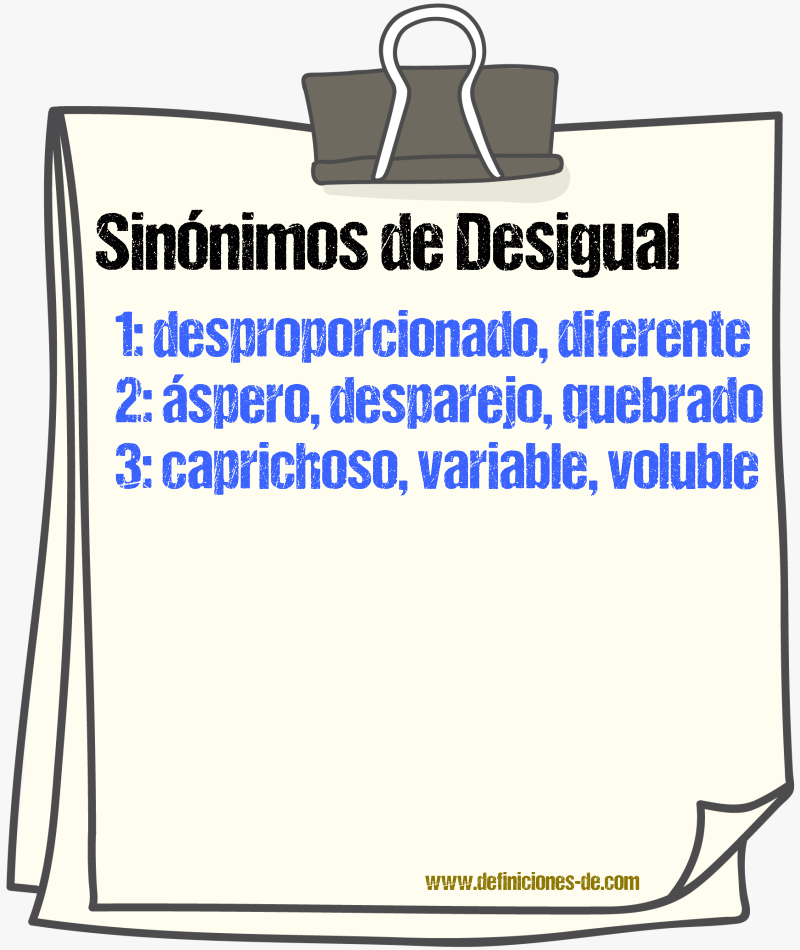 Sinnimos de desigual