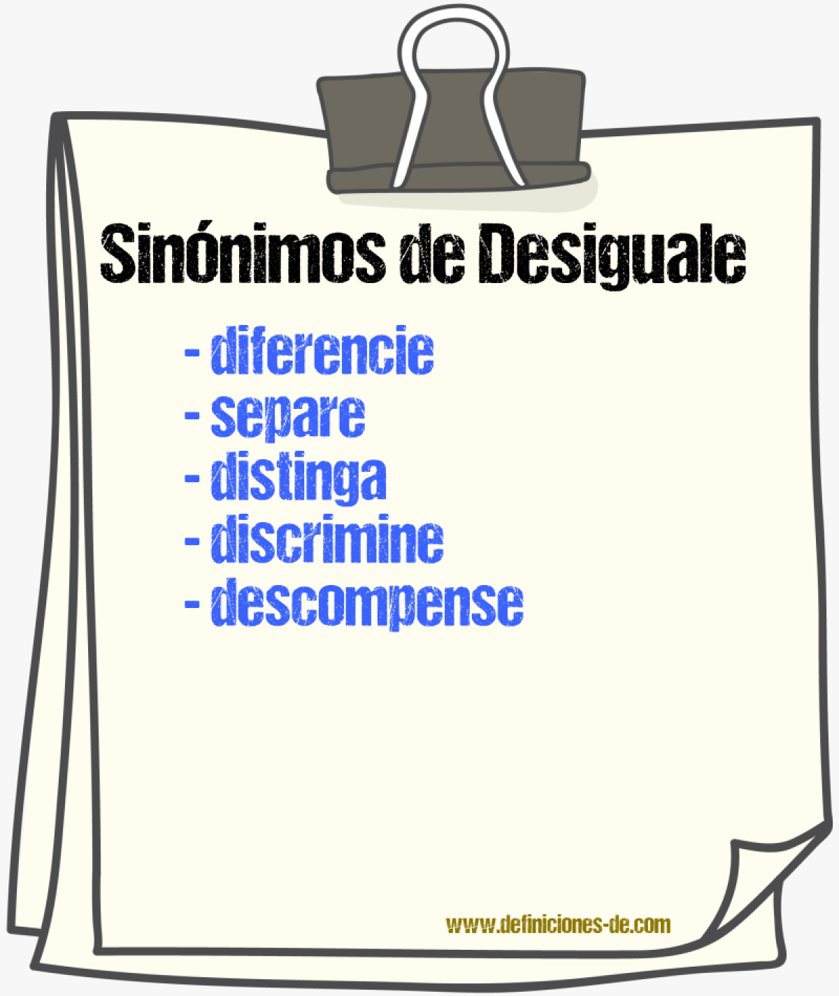 Sinónimos de desiguale