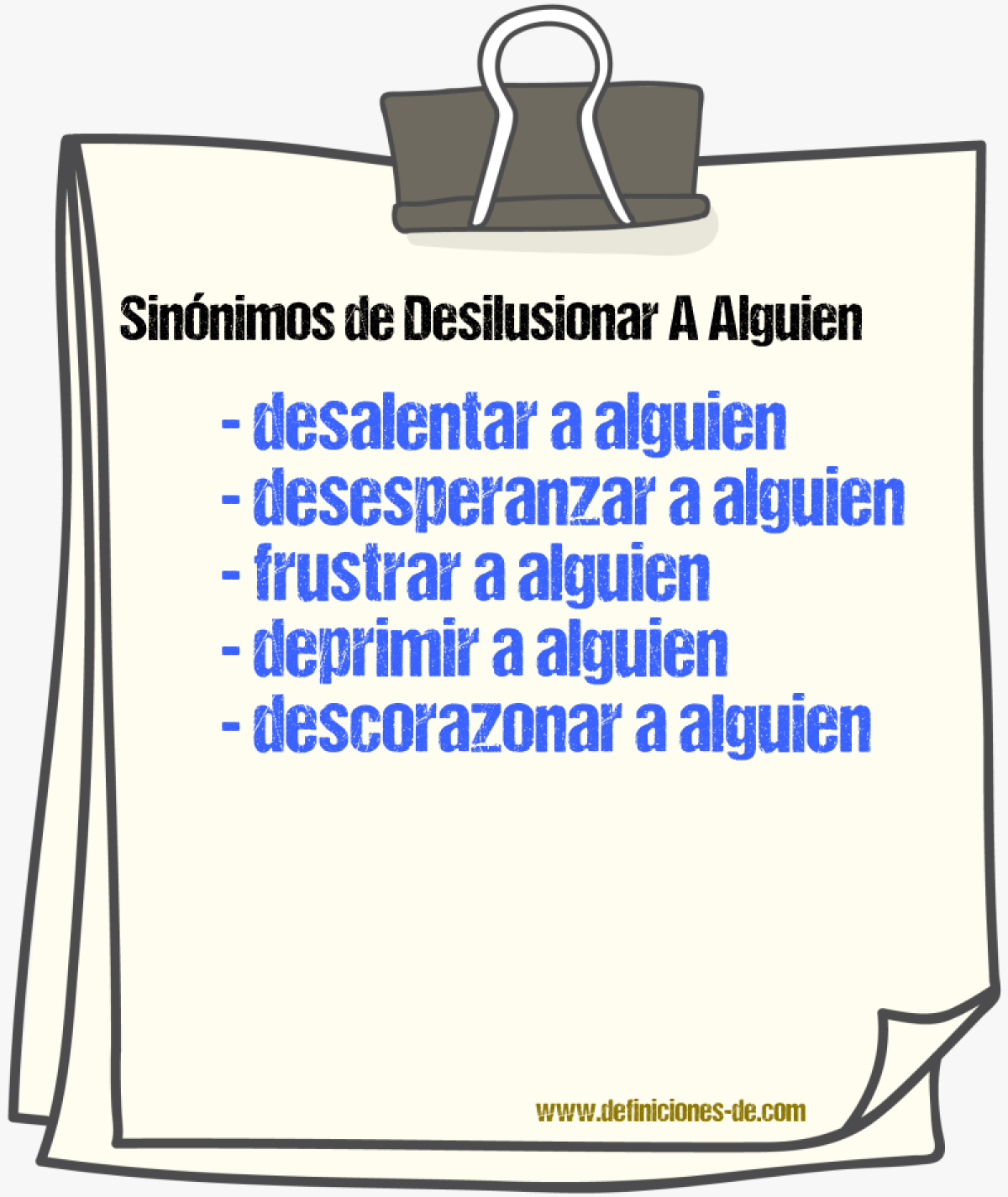 Sinónimos de desilusionar a alguien