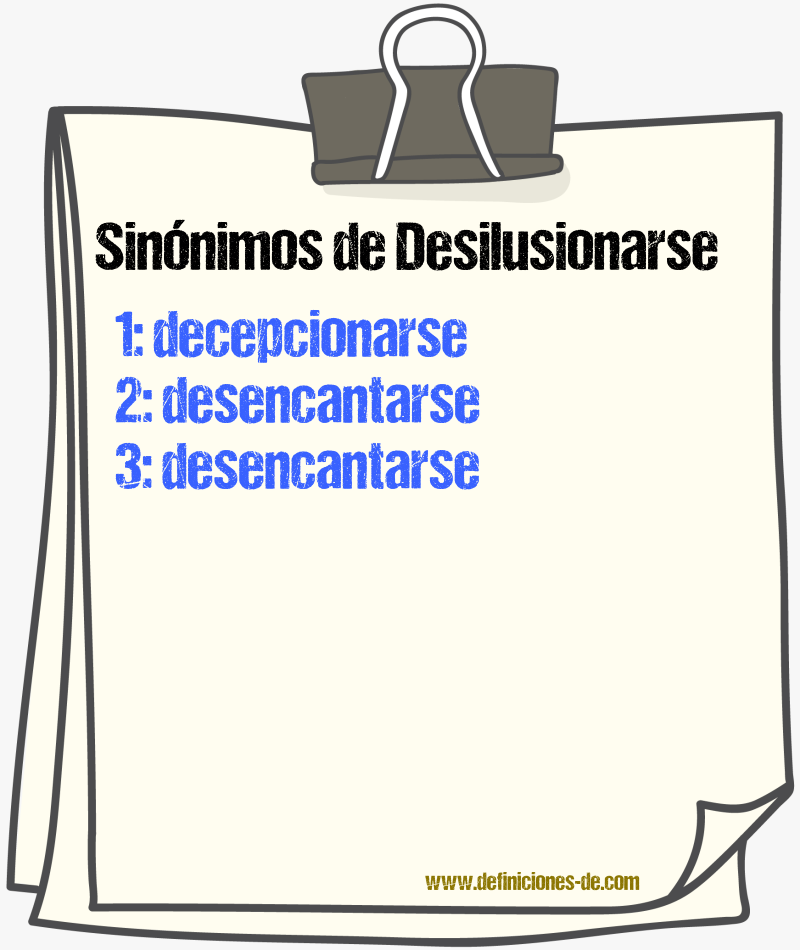 Sinónimos de desilusionarse