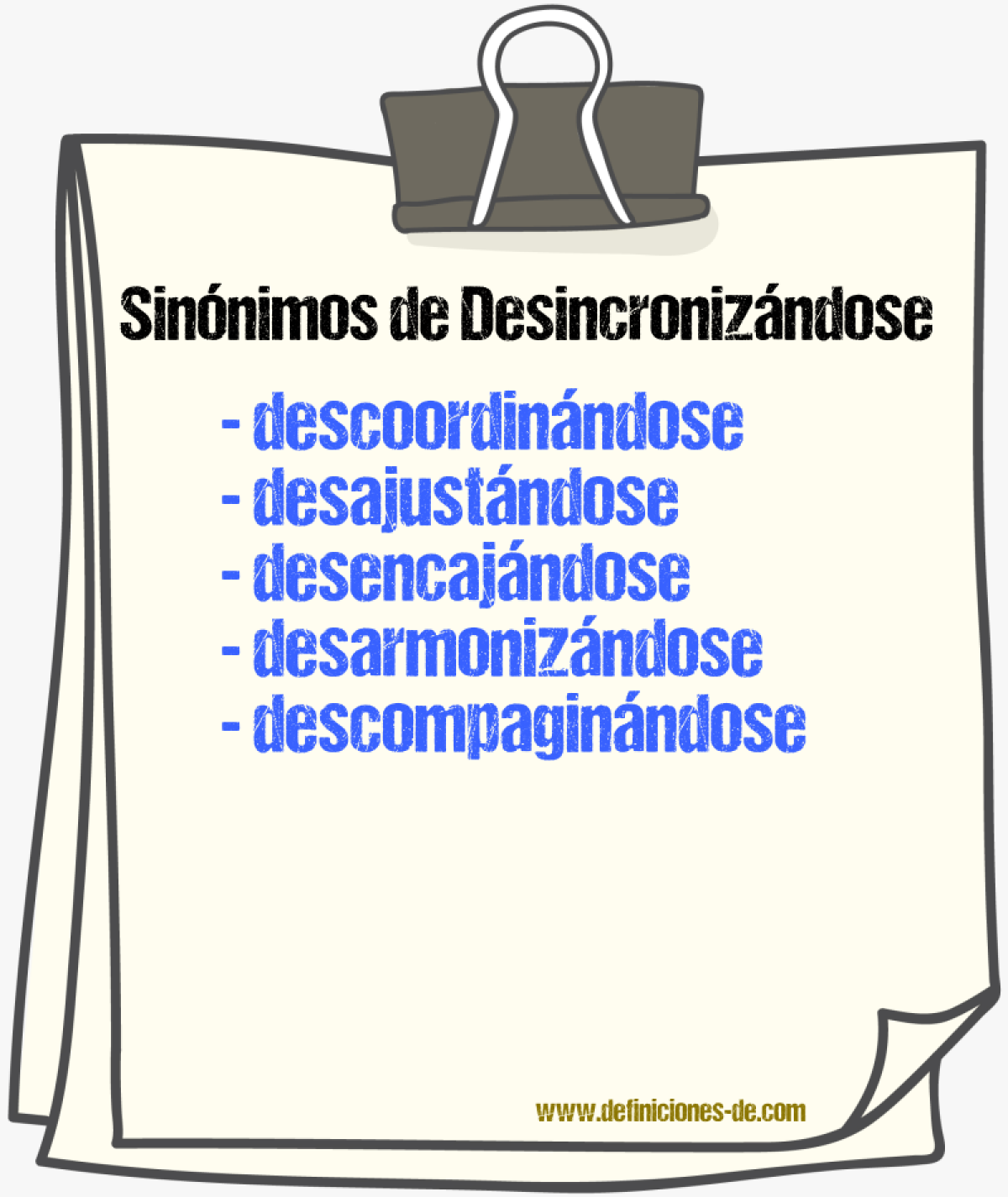 Sinónimos de desincronizándose